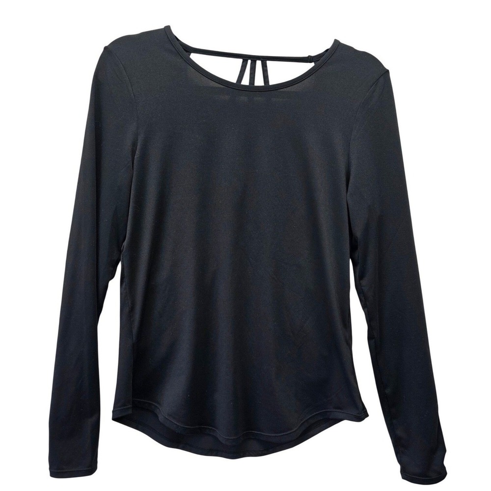 LINC Black Strappy Open Back Long Sleeve‎ Activewear Top Womens Medium Workout